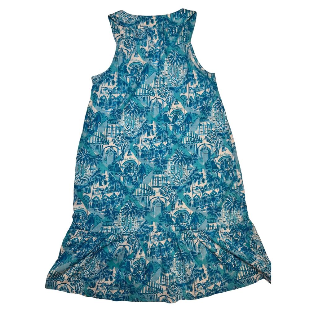 Lilly Pulitzer Lindy Dress XXS Amalfi Blue Swing Shift Resort Tropical Cotton - Picture 3 of 12
